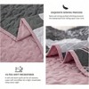 Grey Floral Queen Bed Quilts Set, 3 Pieces Pink Quilt, Reversible Microfiber Coverlet, Soft Bedding, 96x90 Inches - 3 of 4
