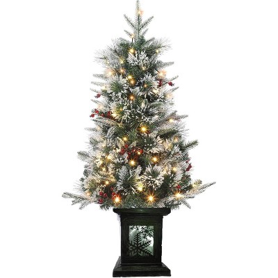 3Ft Prelit Artificial Christmas Tree with 78 Warm LED Lights, Battery Operated and Timer Function, Xmas Decor for Home, Black Pot