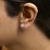 .925 Sterling Silver 1/4 Cttw Diamond Double Halo Cushion Shaped Stud Earrings - 3 of 4