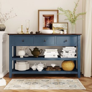 NicBex Retro Console Table for Entryway,Entryway Table with 3 Drawers & 2 Open Shelves,Sofa Table for Living Room,Behind Couch,Hallway - 1 of 4
