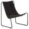 vidaXL Black Real Leather Relaxing Chair- Vintage-Style Home Accent Seat with Powder-Coated Iron Frame – Durable, Comfortable and Industrial Design - 2 of 4