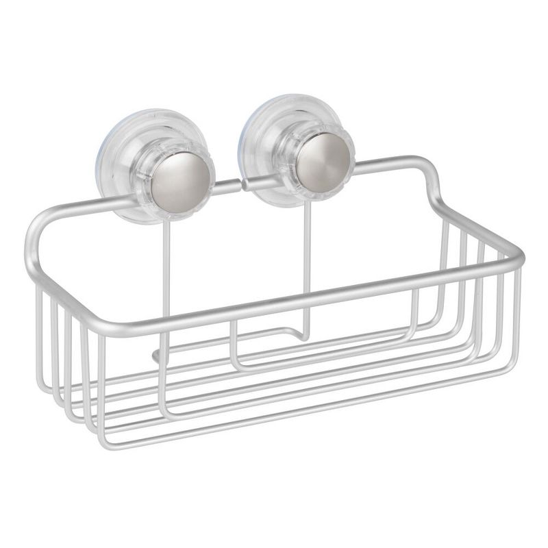 iDESIGN Metro Rustproof Aluminum Turn and Lock Suction Bathroom Shower Caddy Basket Silver, 3 of 7