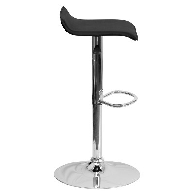 Sleek Black Vinyl and Chrome Adjustable Swivel Barstool