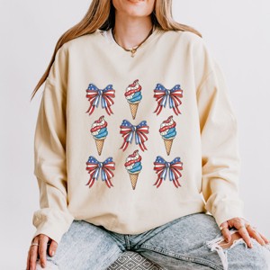 Simply Sage Market Patriotic Ice Cream Stacked Coquette Lightweight Garment Dyed Sweatshirt - 1 of 4