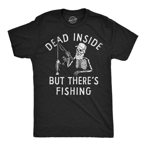 Мужские футболки Crazy Dog T-Shirts, Inc. Mens Funny T Shirts Dead Inside But Theres Fishing Sarcastic Fish Graphic Novelty Tee for Men - Crazy Dog Men's T Shirt For Fishers Black L