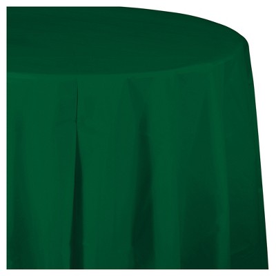 Hunter Green Round Plastic Tablecloth