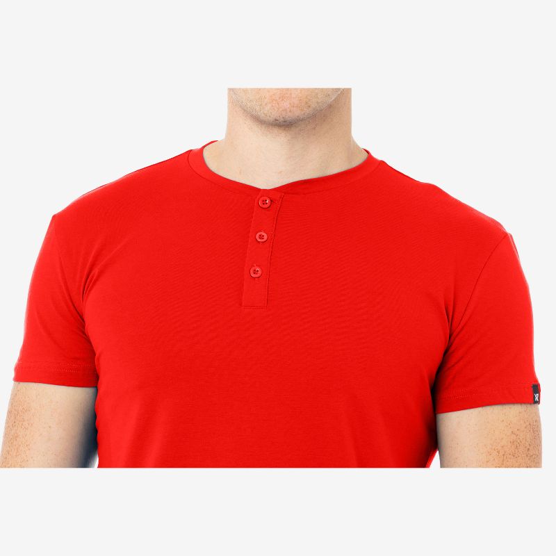 X RAY Men's Basic Henley Neck Short Sleeve T-Shirt, 3 of 4
