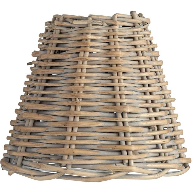 Springcrest Collection Set of 4 Lamp Shades Natural Wicker Weave Small 3" Top x 6" Bottom x 5" High Candelabra Clip-On Fitting, 3 of 7