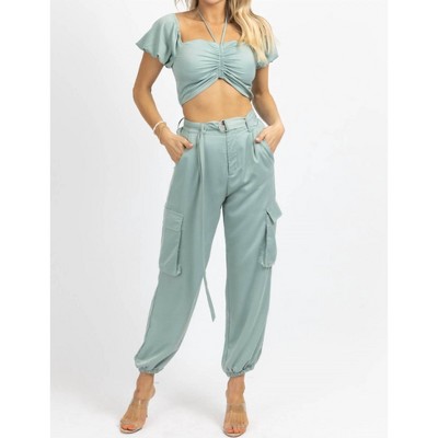 Women's CROP + CARGO JOGGER PANT SET - SUNDAYUP