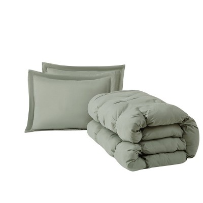 Green Full Microfiber Puffer Comforter Set