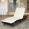 Patio Chaise Lounge 5 Position Adjustable Backrest & Cushion,  78.75" x 28" x 35", Coffee - 3 of 4