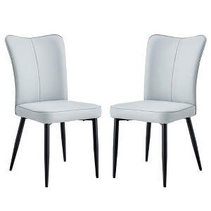 Syemin 2-Piece Armless Dining Chairs Set Upholstered Dining Chairs PU Material High Back Seats for Dining Room, Gray, 17.3"*17.7"*35" - 1 of 4