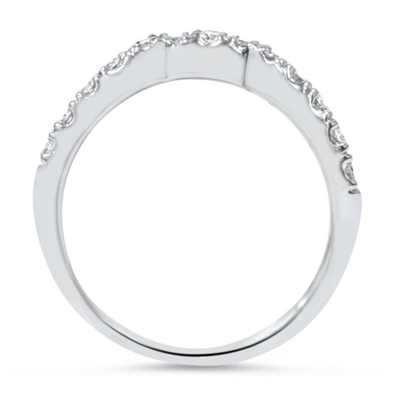 Pompeii3 14K White Gold 3/8ct Diamond Wedding Anniversary Curved Guard Ring, 3 of 6