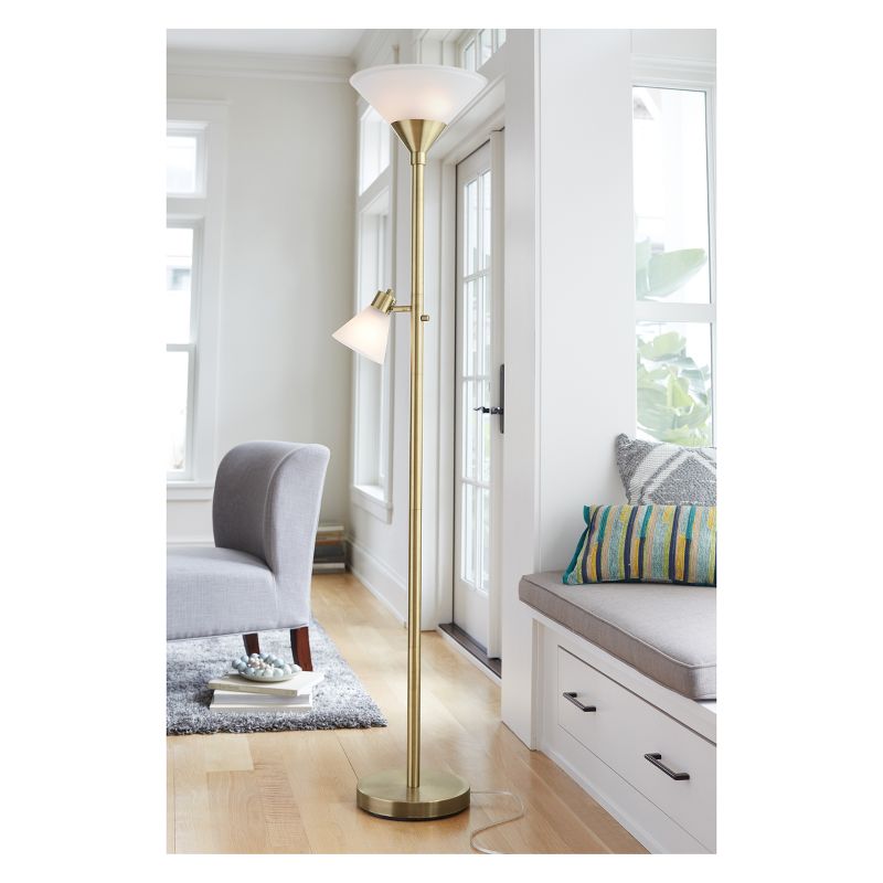 Mother Daughter Torchiere Floor Lamp with Glass Shade - Threshold™, 3 of 7