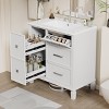 30" Bathroom Vanity with Sink, Freestanding Cabinet with Flip-Out Drawer & Double-Layer Storage, Solid Wood with Ceramic Basin - 3 of 4