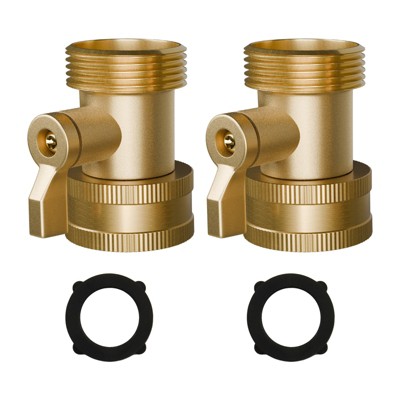 Infurnic Hose Valves and Connectors 2 Pack Water Hose Shut Off Valve, Heavy Duty 3/4 Inch Solid Brass Garden Off Valve with 2 Extra Rubber Washers