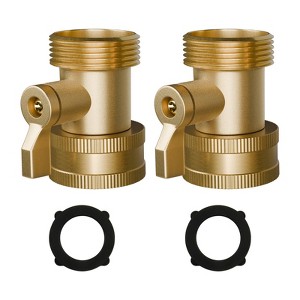 Infurnic Hose Valves and Connectors 2 Pack Water Hose Shut Off Valve, Heavy Duty 3/4 Inch Solid Brass Garden Off Valve with 2 Extra Rubber Washers - 1 of 4