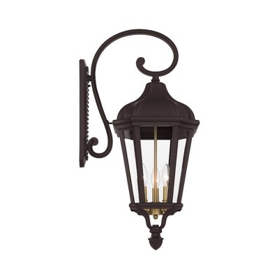 Elegant Morgan Bronze 3-Light Outdoor Lantern with Clear Glass