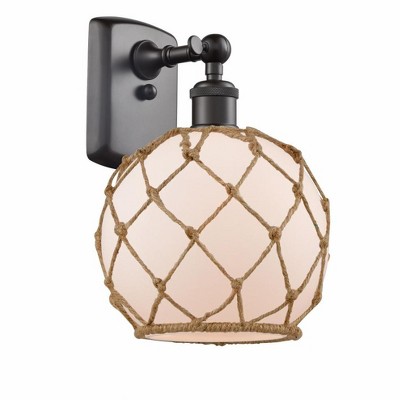 Farmhouse Rope - 1 Light Wall Sconce In Industrial Style-13 Inches Tall and 8 Inches Wide