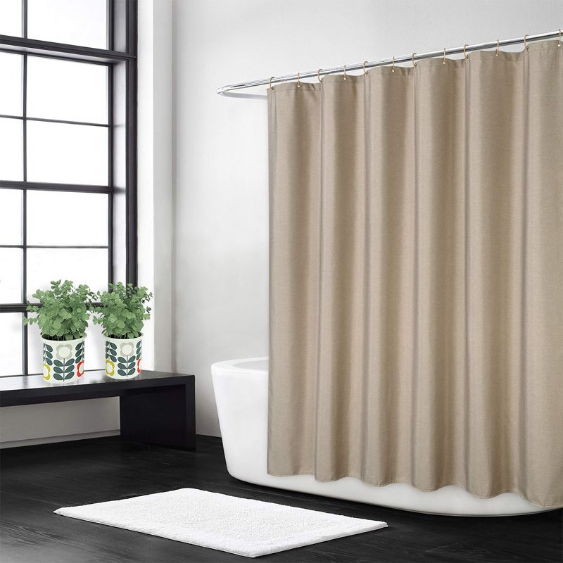 Flax Linen Like 240GSM Heavy Weight Fabric Shower Curtain for Bathroom, 1 of 6