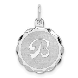Black Bow Jewelry Sterling Silver, Sarah Collection 15mm Brocaded Disc Initial B Pendant - 1 of 4