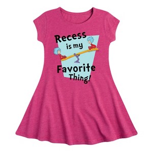Girls' - Dr. Seuss - Recess Is My Favorite Thing Fit & Flair Cap Sleeve Dress - 1 of 4