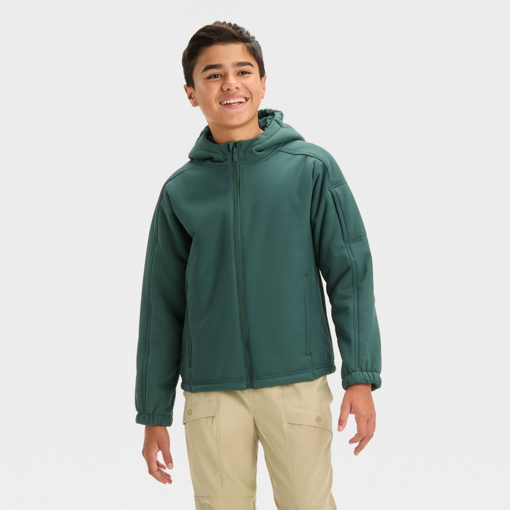 Boys' Solid Cozy Softshell Jacket - All In Motion™ Green L