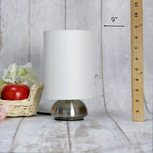 Creekwood Home 9" Chic Elongated Shade Mini Touch Lamp Brushed Nickel with Shade - 1 of 4