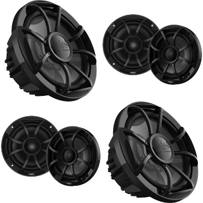 Wet Sounds HTM-8 Full-Range Class-D 85x8 W RMS @4 OHM Amp, Two pairs RECON 6-BG 6.5" Coaxial speakers With Black XS Grille And Cone & Two RECON 10 ...