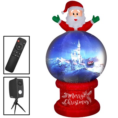 Gemmy Living Projection Christmas Airblown Inflatable Santa on Globe , 9 ft Tall, Multicolored