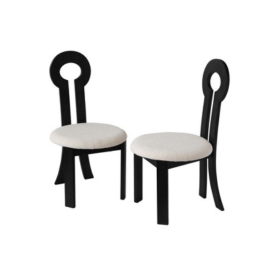 WJSHome Sheep Plush Upholstery Dining Chairs Set of 6, Rubberwood Dining Chairs, Retro Key Shape Design for Kitchen and Restaurant