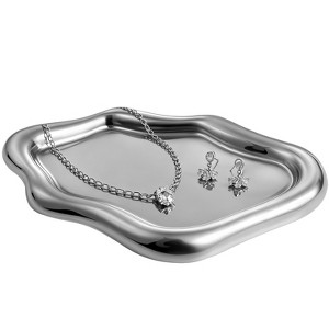 Mber Stainless Steel Jewelry Tray, Ring Holder Jewelry Trinket Dish, Jewelry Decorative Trays Organizer, Jewelry Plate for Necklace Earring Watch Keys - 1 of 4