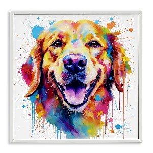 Stupell Industries Happy Dog Paint Drip, 12" x 12" - 1 of 4