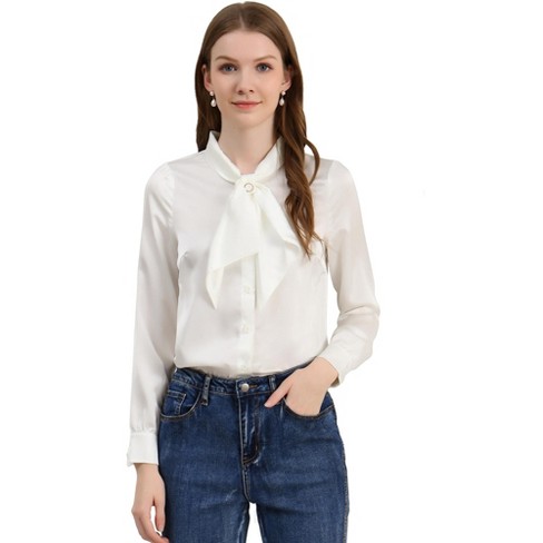 Satin business blouse clearance