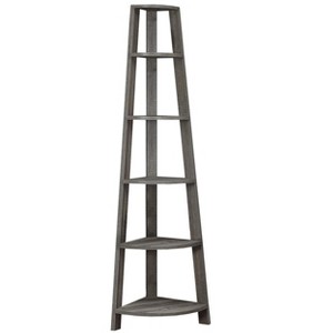 Bookshelf, Bookcase, Etagere, Corner, 5 Tier, 72"h, Office, Bedroom, Brown Laminate, Contemporary, Modern - 1 of 4