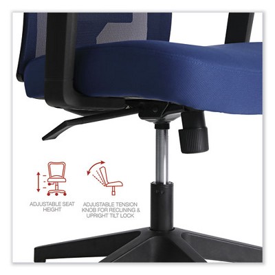 Navy Mesh Back Fabric Task Chair with Fixed Arms