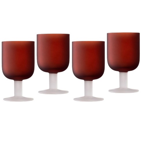 Spode Christmas Tree Glass Wine Goblet with Red Stem, Set of 4 