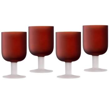 Elle Decor Frosted Glass Goblets Set of 4 Beverage Stemmed Glass Cups, 8.2 oz. Capacity