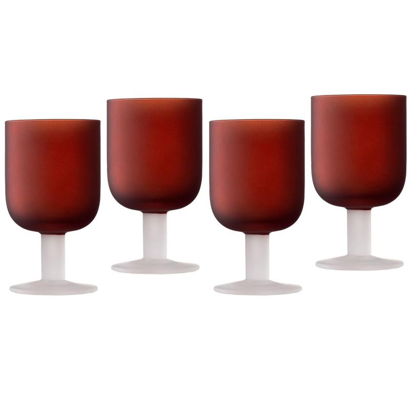 Elle Decor Frosted Glass Goblets Set of 4 Beverage Stemmed Glass Cups, 8.2 oz. Capacity, 1 of 8