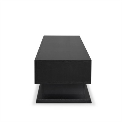 Black Veneer Double Pedestal TV Stand with Cabinet