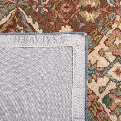 Elegant Heritage Green and Red Hand-Tufted Wool Area Rug - 3' x 5'
