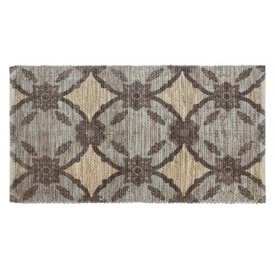 Patina Vie Vintage Inspired Accent Rug Black/Tan Circular Floral