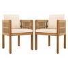 Acacia Wood Outdoor Set of 2 Dining Chairs with Stylish Rope Handles,Waterproof Cushions for Relaxing Patio Meals-The Pop Home - 4 of 4