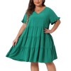 Agnes Orinda Women's Plus Size V Neck Ruffle Sleeve with Pockets Swing Tiered A Line Dresses - 2 of 4