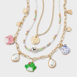 Girls' Squishmallows Charm Necklace - Gold - 1 of 3