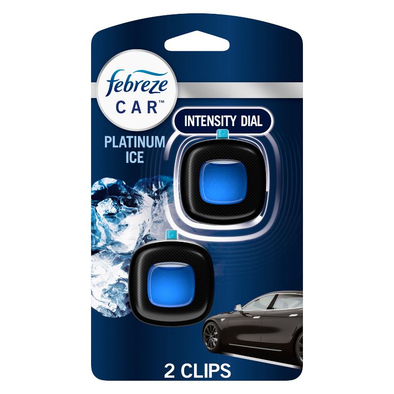 Febreze Car Air Freshener Vent Clip - Platinum Ice Scent - 0.14 fl oz/2pk, 1 of 12