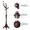 Bekrvio Coat Rack Freestanding Wood Tree Rack with 8 Hooks, Black- Red - 3 of 4