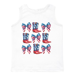 The Juniper Shop Patriotic Boots Stacked Coquette Toddler Tank - 1 of 4