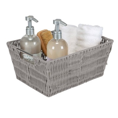 Coastal Charm Rattan Storage Tote Set with Stainless Steel Handles