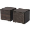 Tangkula 2 Pieces Patio Ottoman Outdoor Wicker Footstool Storage Box Side Table w/ Solid Metal Frame Additional Seating w/ Removable Cushions Beige/Off White/Red/Turquoise/Gray/Navy - 4 of 4